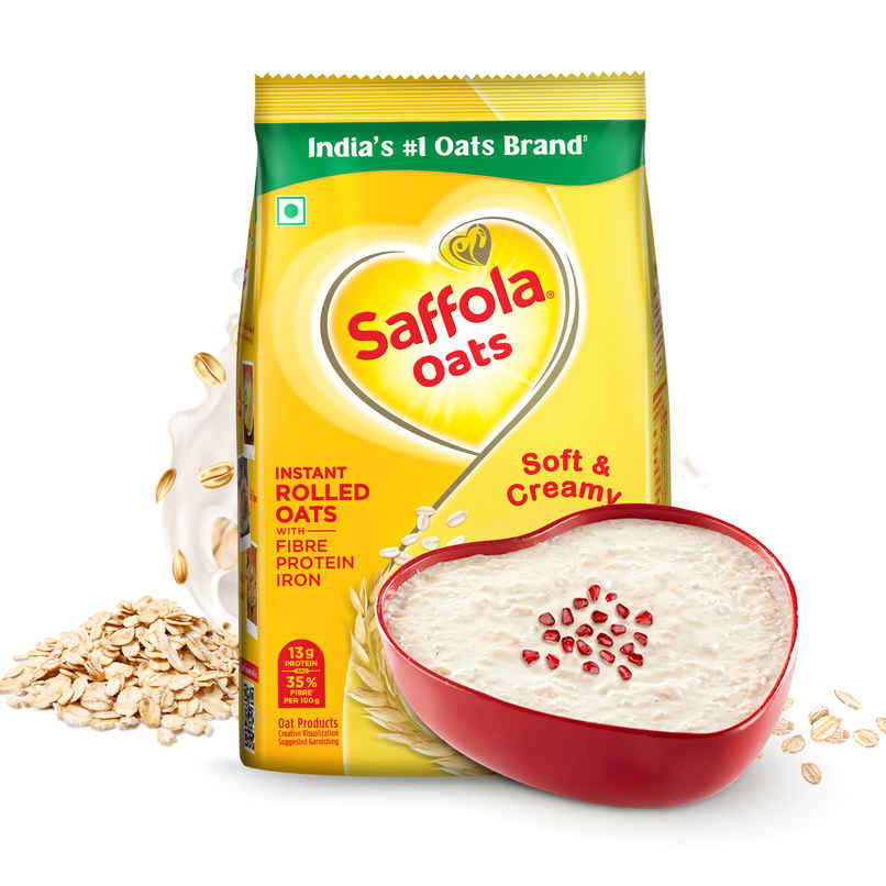 Saffola Oats, Instant Rolled Oats, Soft & Creamy Oats, Power of Protein, Iron & Fibre