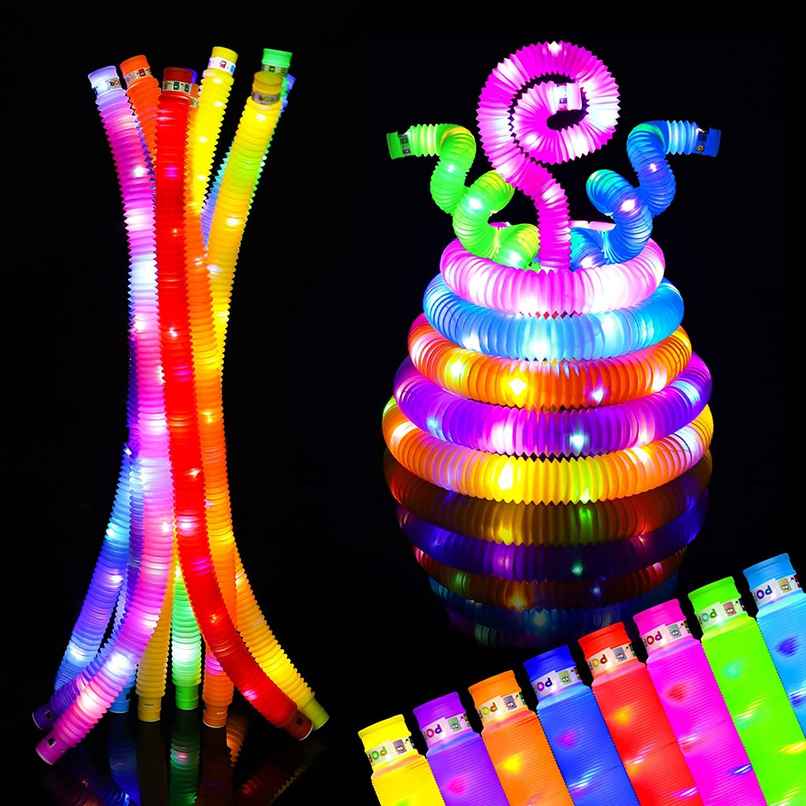 Toyshine LED Flashing Pop Tube Fidget Toy Set for Stress Relief (6 Pcs) Toyshine LED Flashing Pop Tube Fidget Toy Set for Stress Relief (6 Pcs)