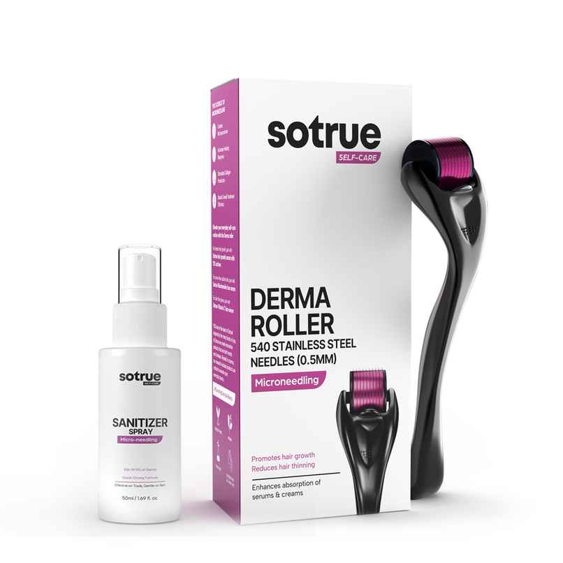 Sotrue Derma Roller 0.5 mm with 540 Stainless Steel Needles | Free Sanitizer 50ml