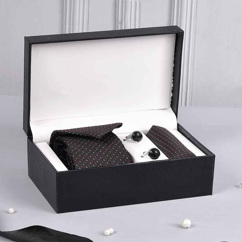 Voylla Men's Alloy and Fabric Gift Set | Black and Red - One Size