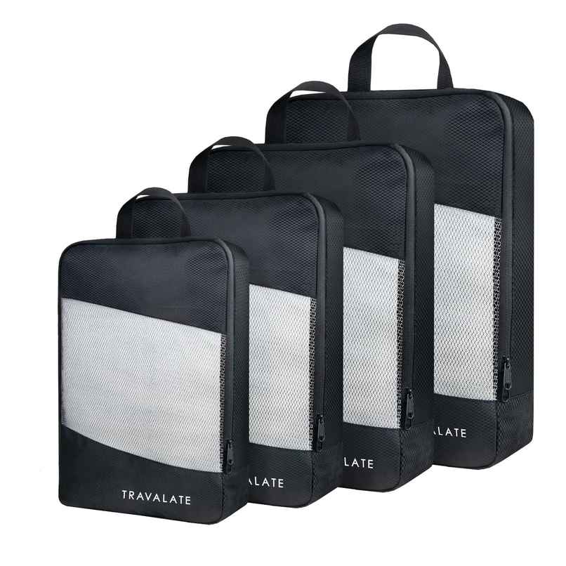 TRAVALATE Polyester 4 Various Sizes Travel Luggage Packing Cubes | Black