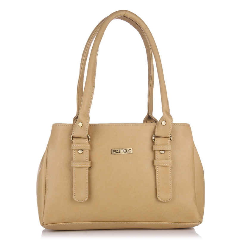 Fostelo Women's Vegan Leather Westside Handbags Shoulder Hobo Bag Ladies Purse | Beige | Large