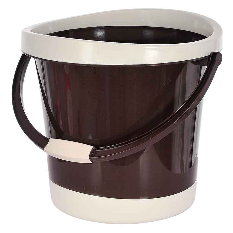 Kuber Industries Multiuses Plastic Bucket with Handle | 18 litre (Brown)-46KM0353 | Standard