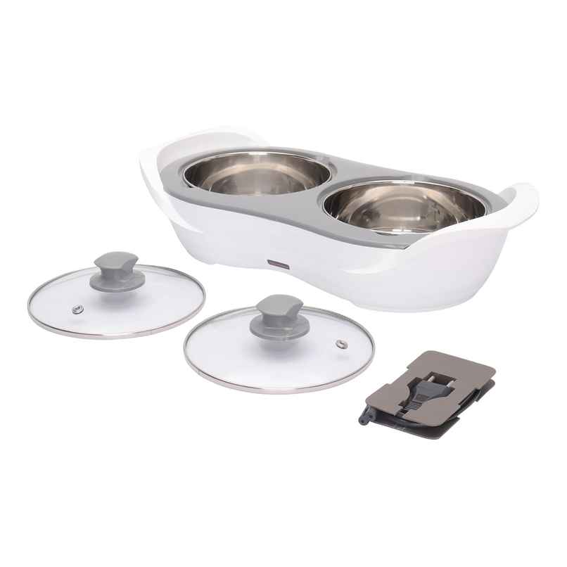Jaypee Plus E-Warmer Stainless Steel Electric Casserole Set |2 in 1| removable Steel Bowl | White