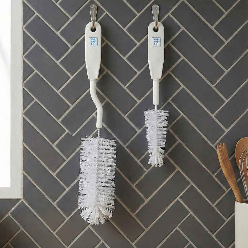 Mee Mee Bottle and Nipple Cleaning Brush | 360-degree Rotary Handle | White