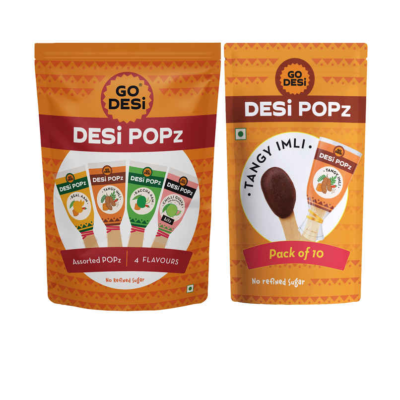 Assorted Candy 20 Pcs, Tangy Imli, Kaccha & Real Aam, Chilli Guava No Refined Sugar (20pc) & Tangy Imli (Tamarind) 10 Pcs Sour Candy | No Refined Sugar | Lollipop By Go Desi (10pc) Combo