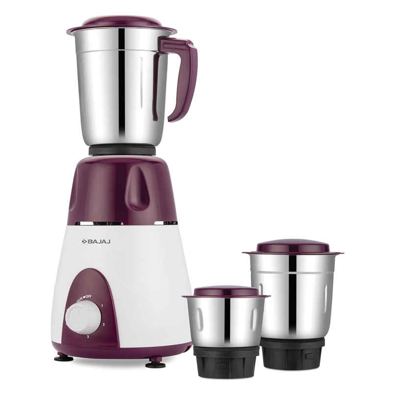 Bajaj Rex Mixer Grinder | 500 W | 3 Jars - Purple