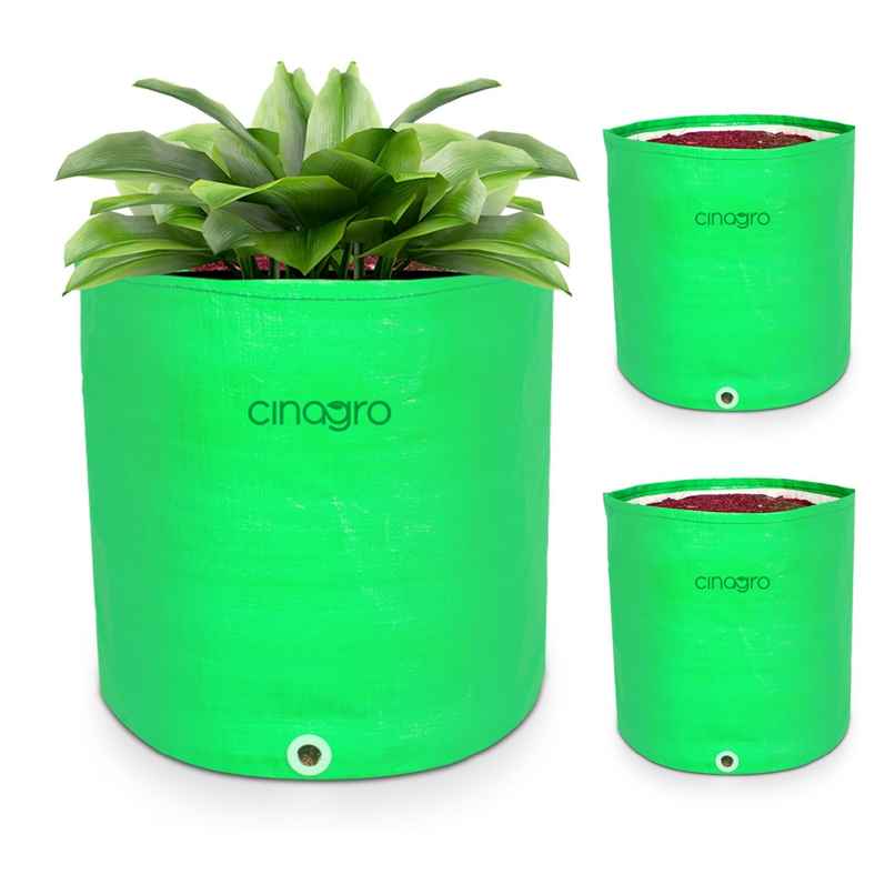 Cinagro Gardening Grow Bags - 360 GSM| 15 x 15 cm | UV-Resistant | Biodegradable, 3-Pack