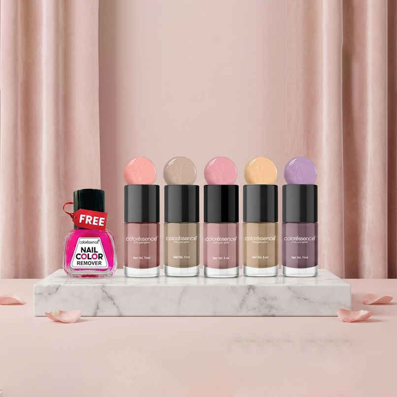 Coloressence Naturally Yours Nail Paint Kit | Free Remover|Glossy Finish|Quick Dry|Chip-Resistant