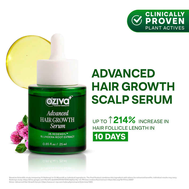 OZiva+ Advanced Hair Growth Serum to Rebalance Scalp Microbiome and Reactive Hair Growth Cycle