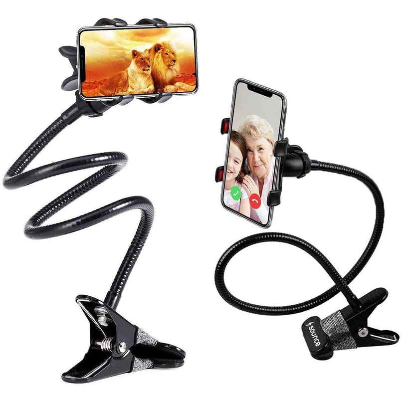 Sounce Mobile Stand Holder | Metal Built | Flexible Cell Phone Stand for Video, Black