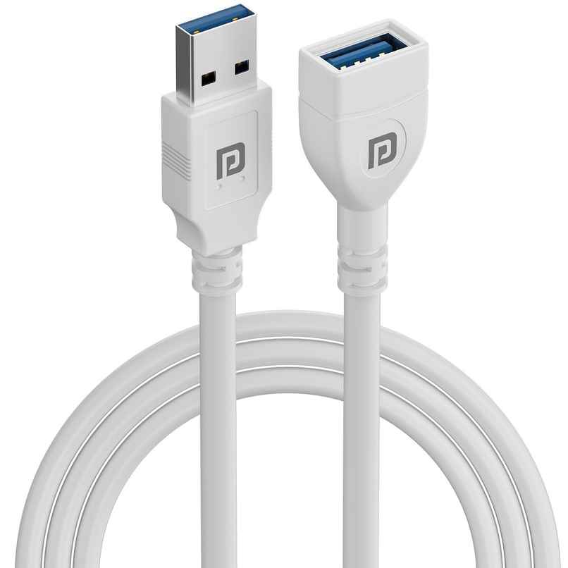 Portronics Uniconnect 3M USB Extension Cable | Durable PVC | Fast Data & Charging | White