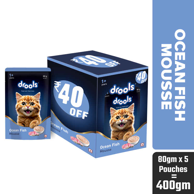Drools Ocean Fish Mousse Adult Cat Wet Food, 80g (4+1 Free Pack) Drools Ocean Fish Mousse Adult Cat Wet Food, 80g (4+1 Free Pack)