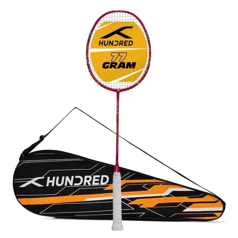 Hundred Carbon Fibre Energy Burst 18 Strung Badminton Racket With Full Cover | Red