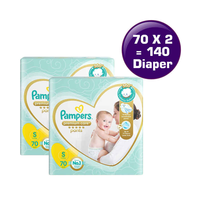 Pampers Premium Care Baby Diapers | Pant Style | S | 70 pcs Combo