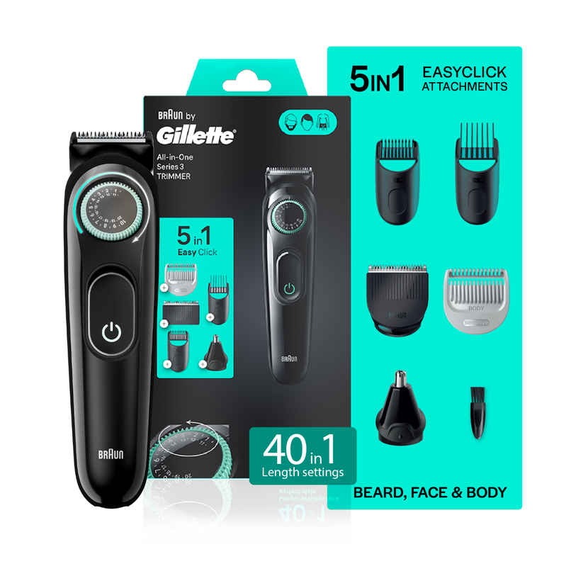 Braun by Gillette Series 3 AIO Trimmer,5 attachments + 40 length settings Braun by Gillette Series 3 AIO Trimmer,5 attachments + 40 length settings