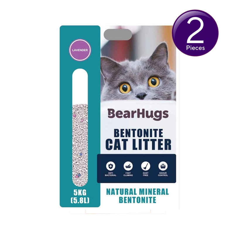BearHugs Bentonite Cat Litter - Lavender 5 kg X 2 Combo