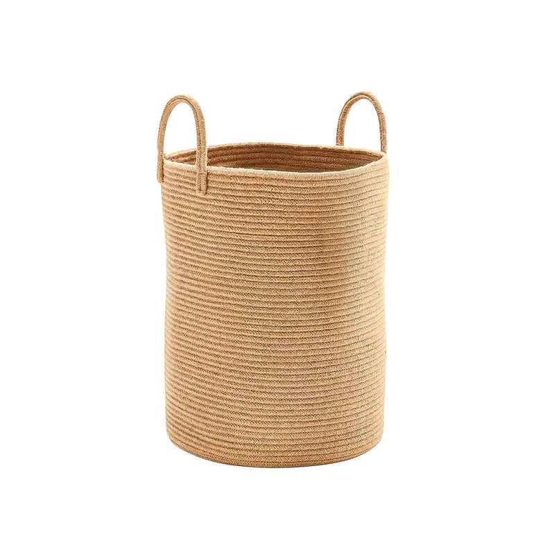 PrettyKrafts Jute & Rope Basket | Multipurpose Organizer for Laundry, Toys, Plants - Natural Brown