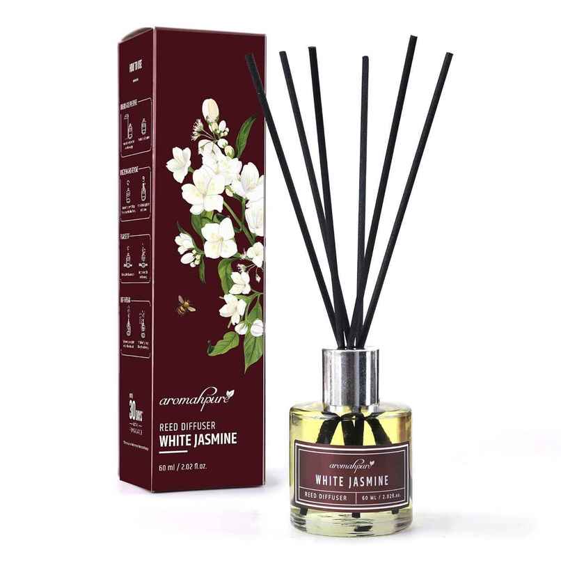 Aromahpure Premium Reed Diffuser - Jasmine, With 6 Fiber Reed Stick Aromahpure Premium Reed Diffuser - Jasmine, With 6 Fiber Reed Stick
