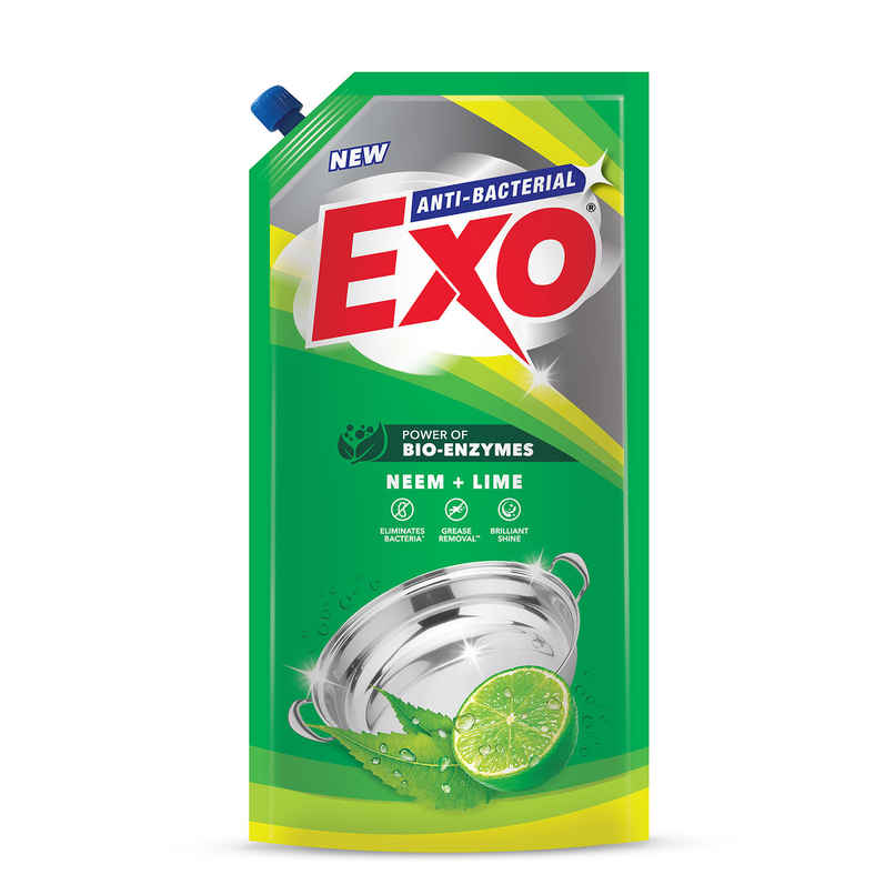 Exo Neem & Lime Anti Bacterial Dishwash Liquid | Tough Grease Removal with Power of Bio-Enzymes