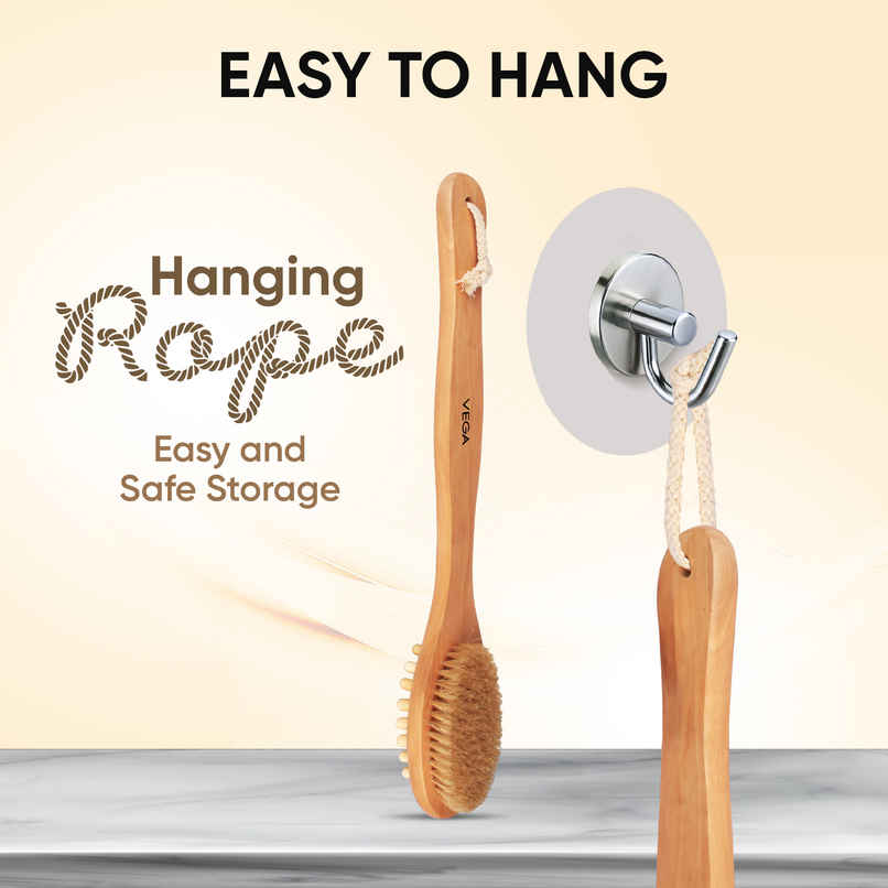 Vega Soft Bristle Bath Brush With Ergonomic Handle | Wood | Wooden Vega Soft Bristle Bath Brush With Ergonomic Handle | Wood | Wooden