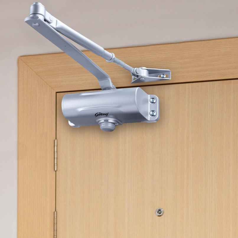 Godrej Hercules Door Closer | Wooden, Aluminum & Metal Doors | Compact Design | Silver Finish