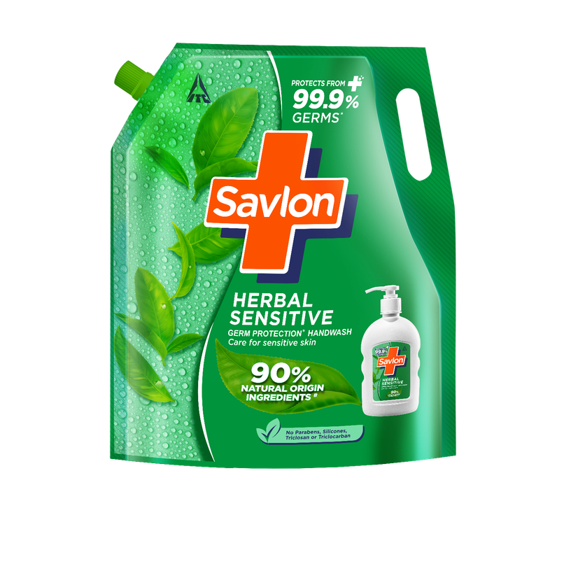 Savlon Herbal Sensitive Handwash Refill Pack 1.3L| Care for sensitive hands|Value Pack
