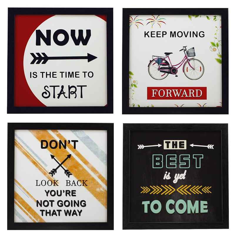 Indianara Set of 4 Motivational Decor Framed Wall Hanging Laminated Paintings Matt Art Prints