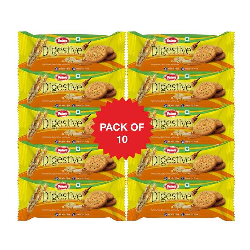 Dukes Digestive - Natural Goodness of Oats, Wheat, and Honey (Pack of 10)