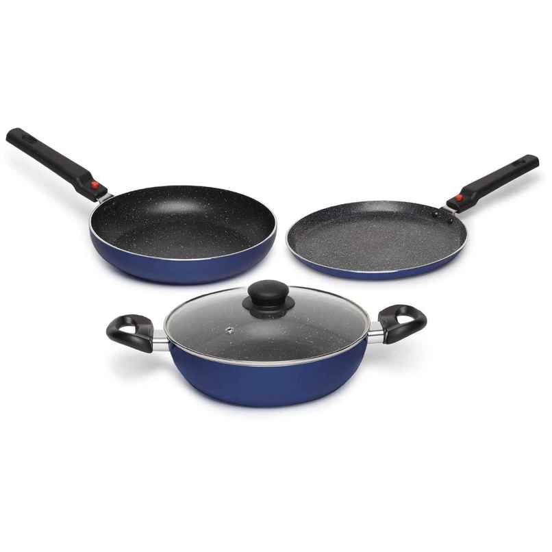 Prestige Omega Non-Stick Cookware Set | 3 Piece | Gas & Induction Compatible