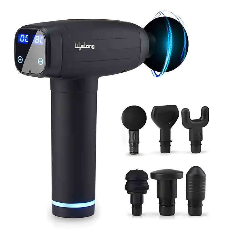 Lifelong Gun Massager | Percussion for Full Body Pain Relief | 6 Heads |LED Touch | 30 Speed Levels