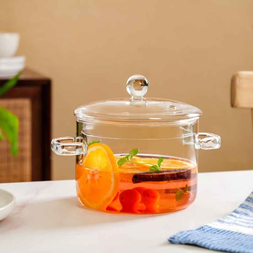 Nestasia Borosilicate Glass Stovetop Cooking Pot | 1650 ml
