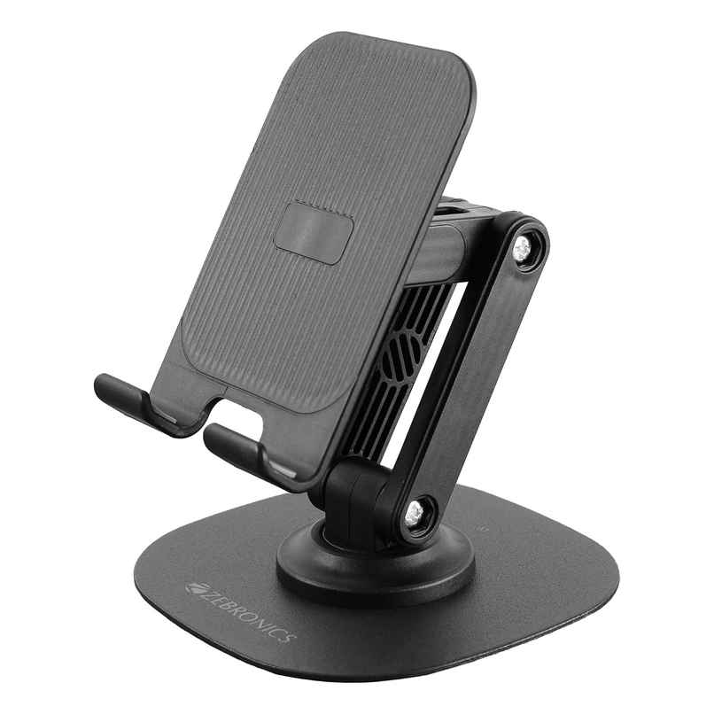 Zebronics MTS200, Foldable, Mobile/Tablet Compatible, Stepless Multi Angle Adjustment (Black)