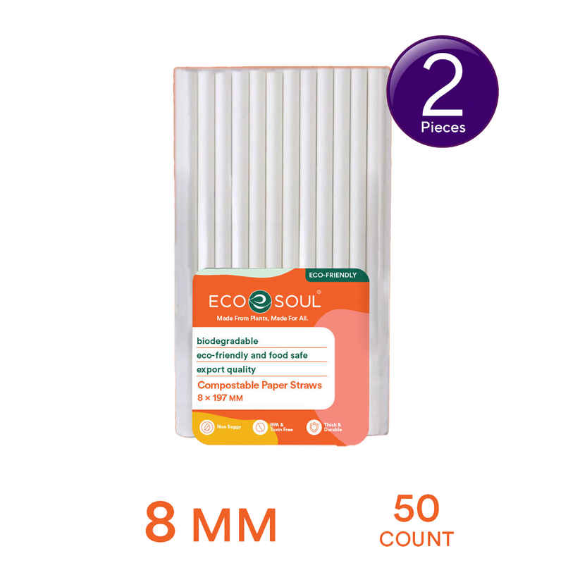 ECO SOUL 8mm White | 50 Count | Paper Straw Combo ECO SOUL 8mm White | 50 Count | Paper Straw Combo