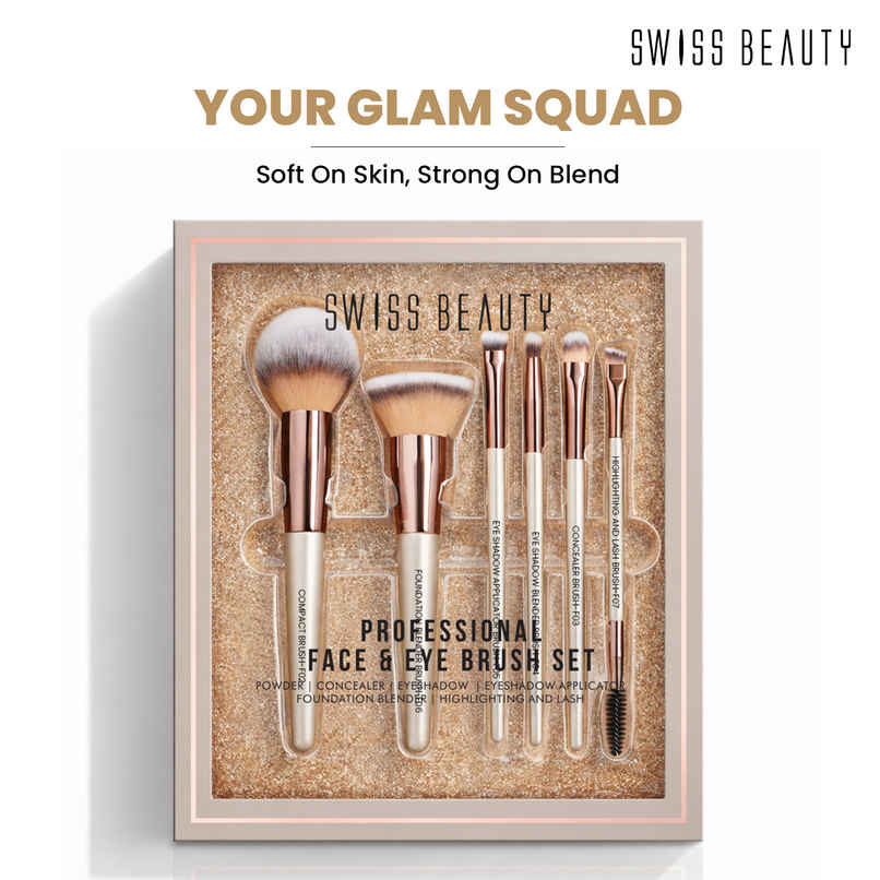 Swiss Beauty Professional Face & Eye Brush Set | SB-F01 Swiss Beauty Professional Face & Eye Brush Set | SB-F01