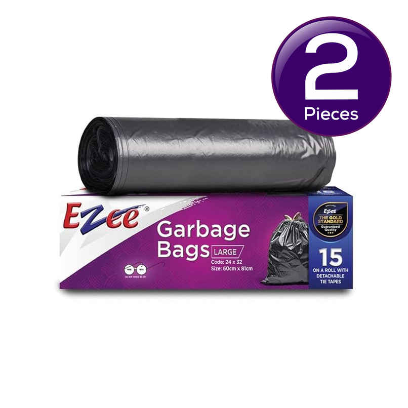 Ezee Premium Large Size Garbage Bag With Detachable Tie Tape Combo of 2
