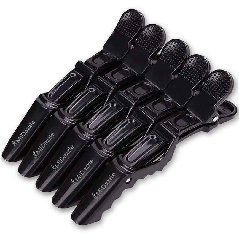 Midazzle Professional Hair Sectioning Crocodile Clips, Black | Pack of 5 | MIHA6302