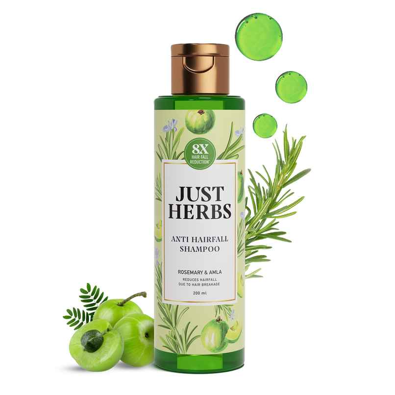 Just Herbs Anti Hairfall Shampoo with Rosemary & Amla  | 8X Hairfall Control