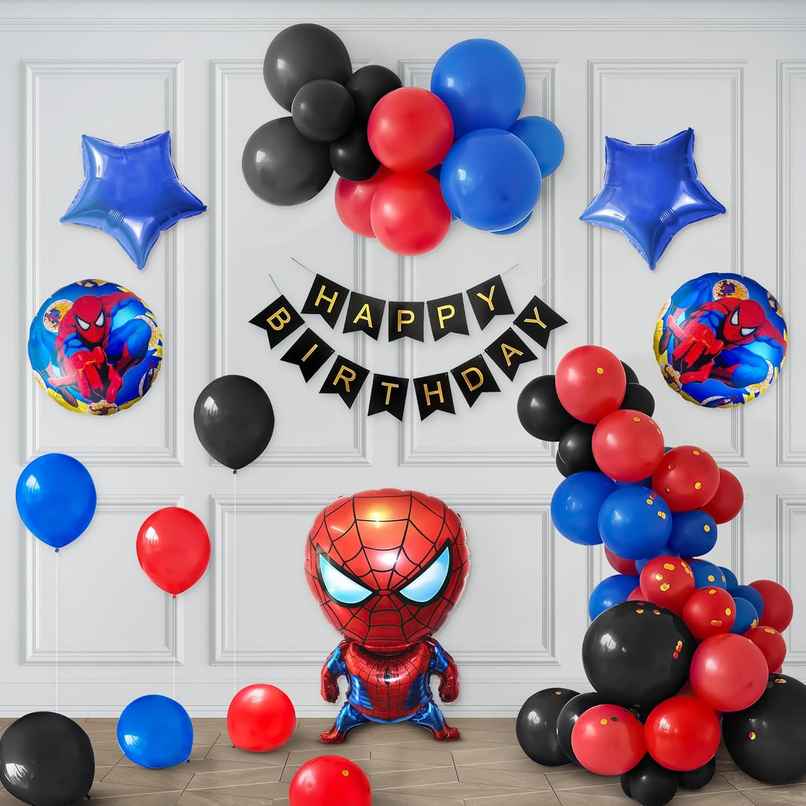 Spiderman Theme Birthday Decor With Foil Balloon Set | Special You