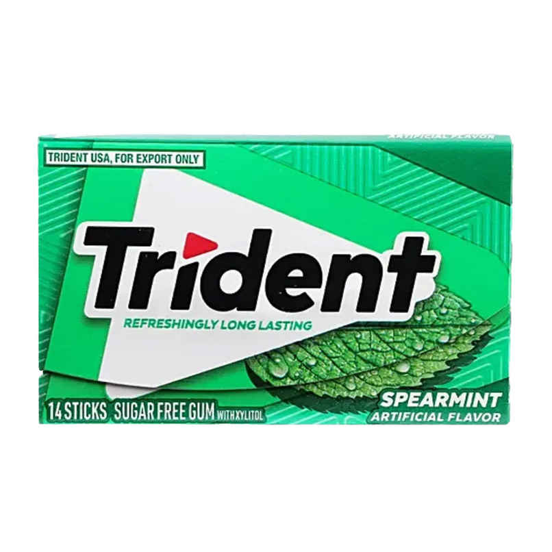 Trident Spearmint Gum (Sugar Free) 1 pack (14 sticks)