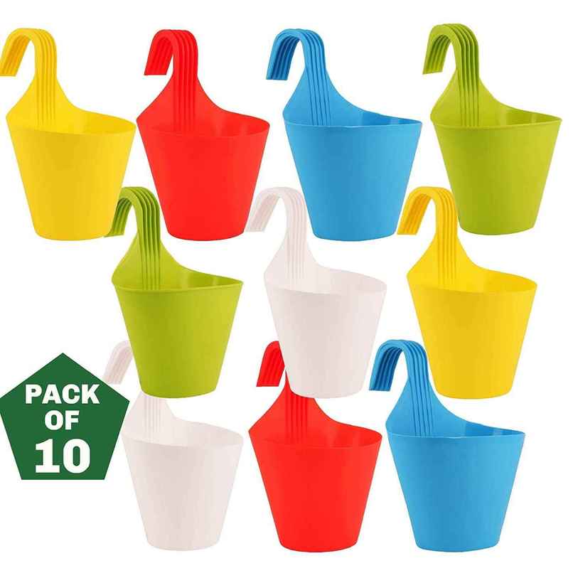 Leafy Tales Plastic Hook Hanging Pot | Multicolor | 29 x 12 x 22 cm | 10 pcs | Medium Leafy Tales Plastic Hook Hanging Pot | Multicolor | 29 x 12 x 22 cm | 10 pcs | Medium