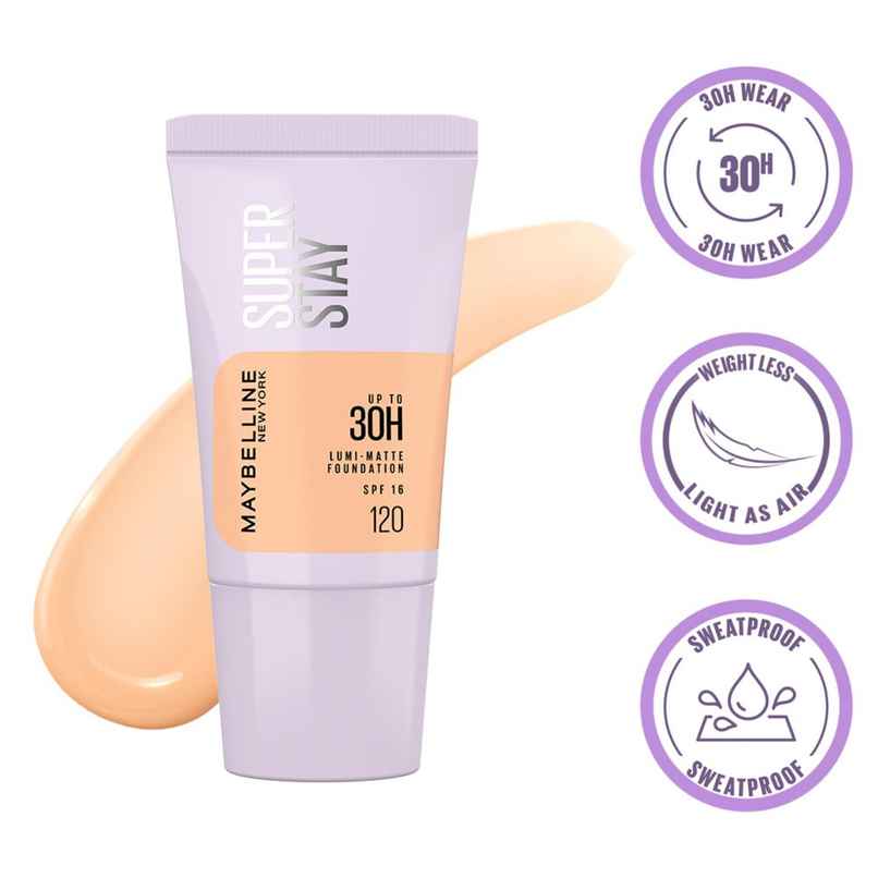 Maybelline Super Stay Lumi Matte Liquid Foundation, 30HR Long Lasting, 120 Maybelline Super Stay Lumi Matte Liquid Foundation, 30HR Long Lasting, 120