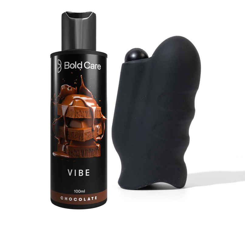 Bold Care Stroke Of Genius 10 Vibrating Modes Rechargeable Stroker For Men L | 1 Year Warranty (1pc) & Bold Care Vibe - Chocolate Flavoured Water-Based Intimate Lube (100ml) Combo