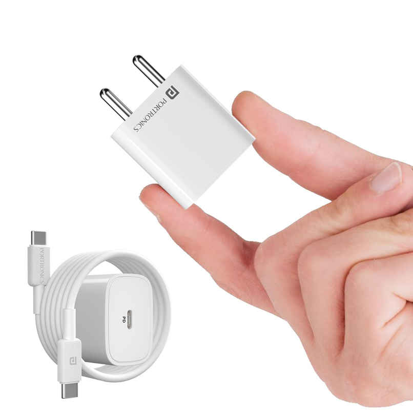Portronics Adapto 25 Plus 25W PD Mobile Charger | GaN | iPhone/Samsung/Other Type C Devices