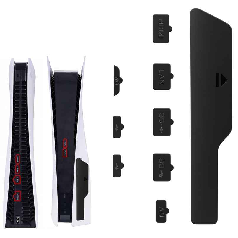 Sounce Dust Plug Kit for PS5 & Slim, Silicone Anti-Dust Port Covers