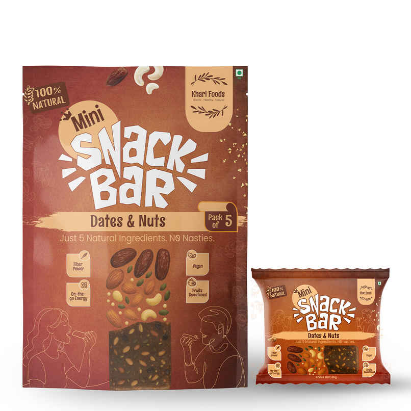 Khari Foods Dates & Nuts Mini Snack Bar | Energy Bar | Natural Ingredients
