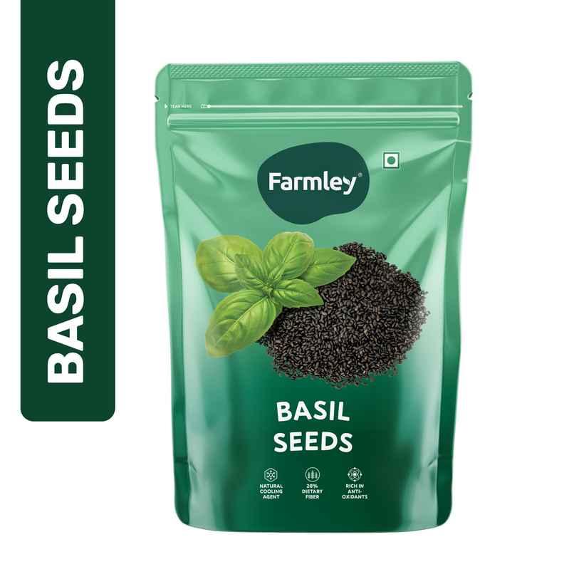 Farmley Raw Basil Seeds | Rich In Protein | Fiber Diet Sabja Seeds | Tukmaria Basil Seeds