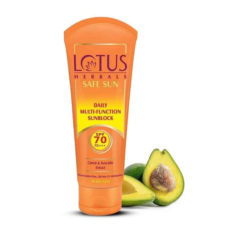 Lotus Herbals Safe Sun Sunscreen - Daily Multi-Function Sunblock SPF 70 PA+++ Lotus Herbals Safe Sun Sunscreen - Daily Multi-Function Sunblock SPF 70 PA+++