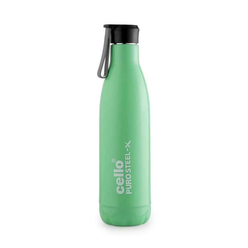 Cello Puro Steel X Neo Insulated Water Bottle | BPA Free & Leakproof | Green | 720 ml