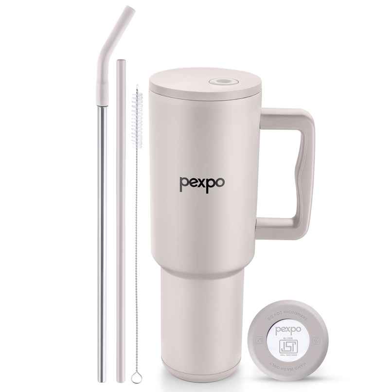 Pexpo Stanzy ISI Certified Double Wall Insulated Stainless Steel Tumbler | Oatmeal | 1.2 L